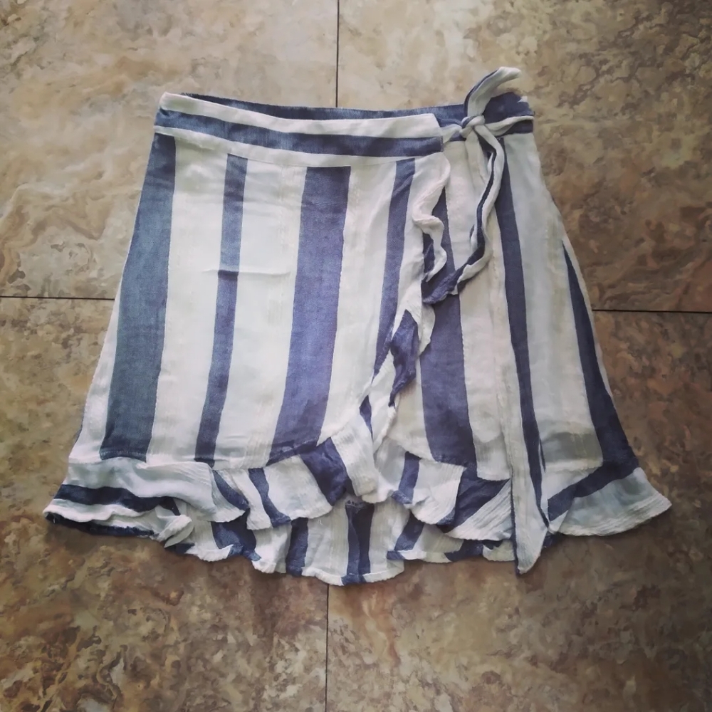 Vintage Havana Striped wrap mini skirt, size Small